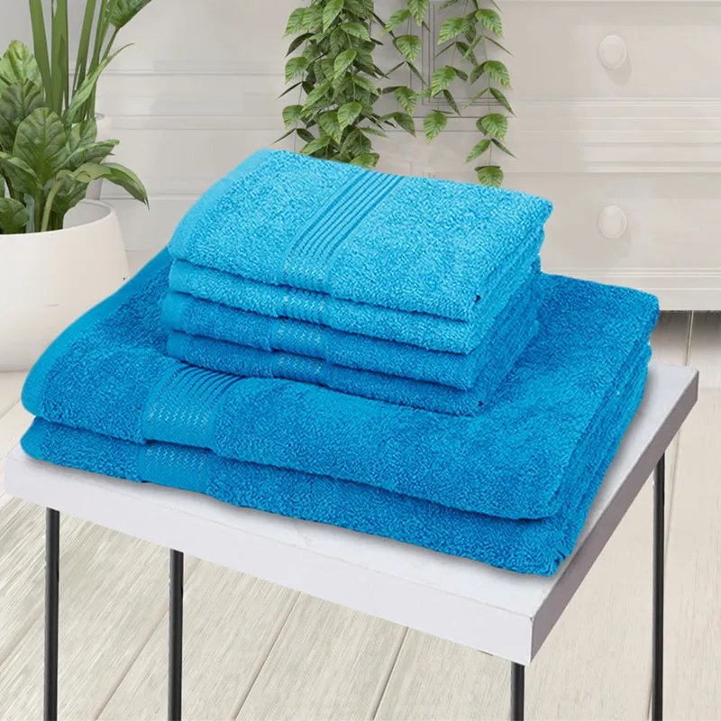 Eva Quick Dry Towel Combo (Blue) - Six Piece Set media 1