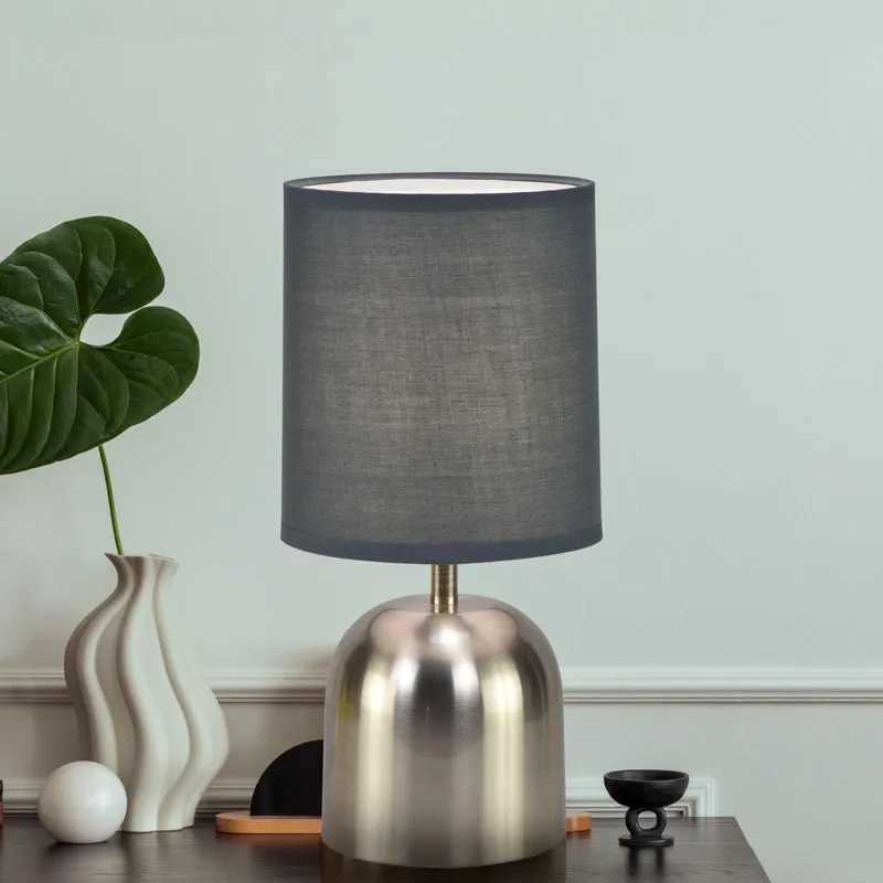 Silver Shot Metal LED Fabric Table Lamp - Black,Silver media 2