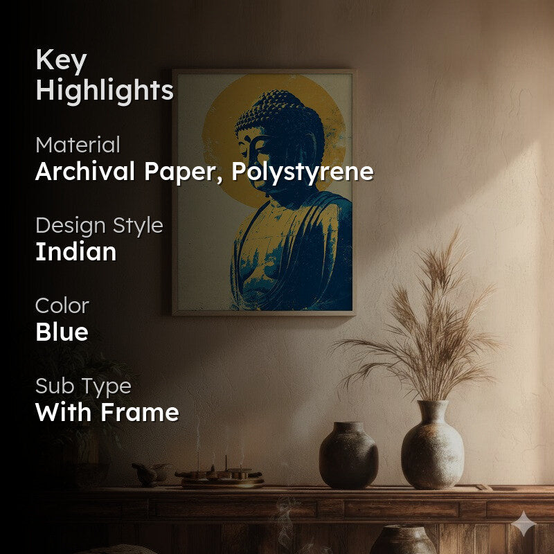 Peaceful Buddha In Meditative Calm III Archival Paper Wall Painting With Brown Frame media 2