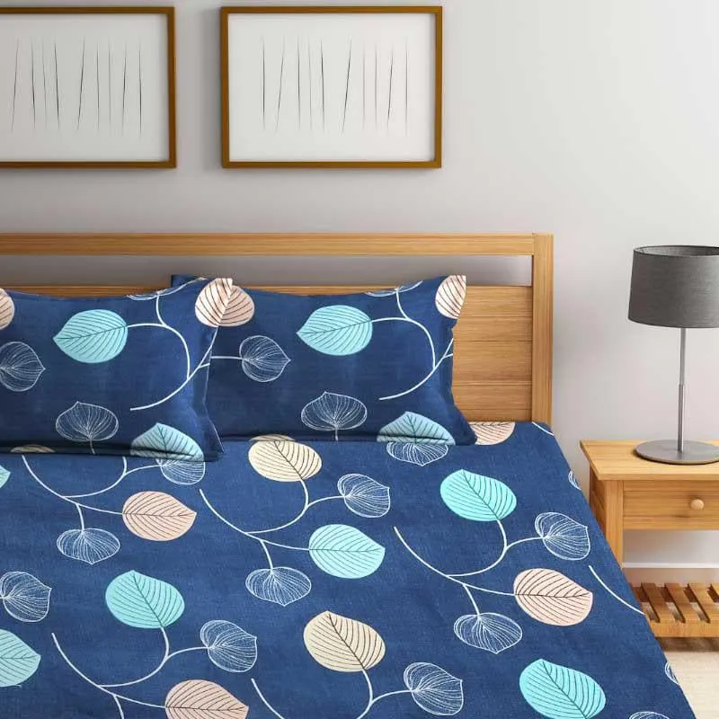 Presso Leaf Printed Microfiber Bedsheet - 130 GSM media 5