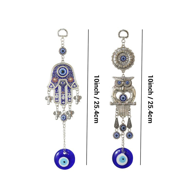 Magic Owl & Hamsa Palm Evil Eye Metal Wall Accent - Set Of Two media 7
