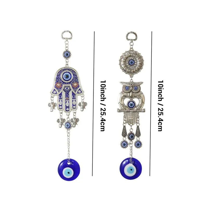 Magic Owl & Hamsa Palm Evil Eye Metal Wall Accent - Set Of Two media 7