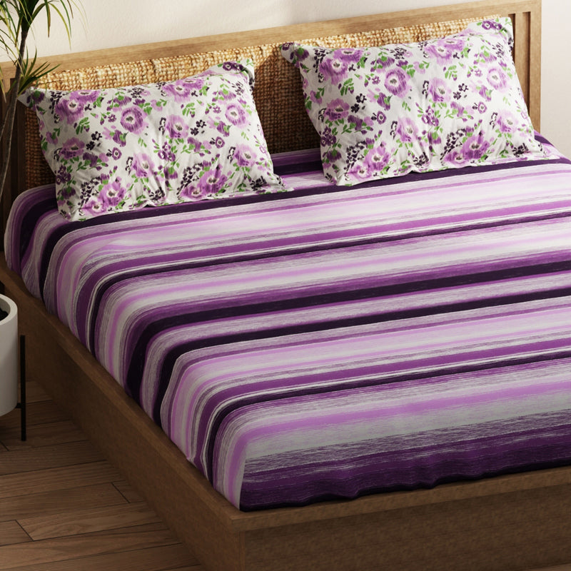 Somnio Geo Microfiber Microfiber Bedsheet (Purple) - 120 GSM media 5