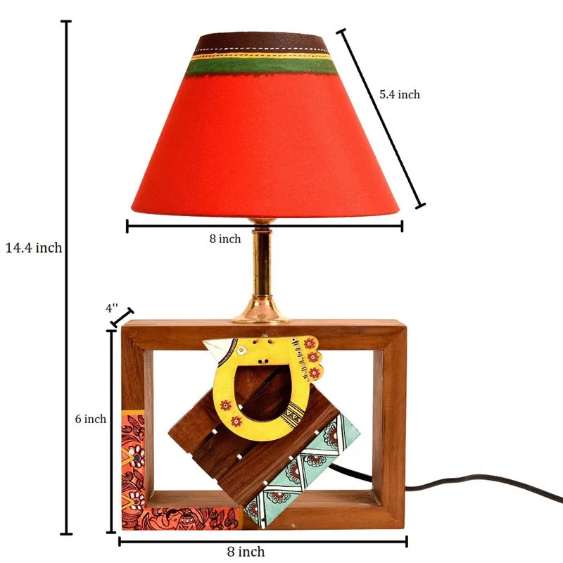 Lakshya Handcrafted Wooden Table Lamp - Multicolor media 7