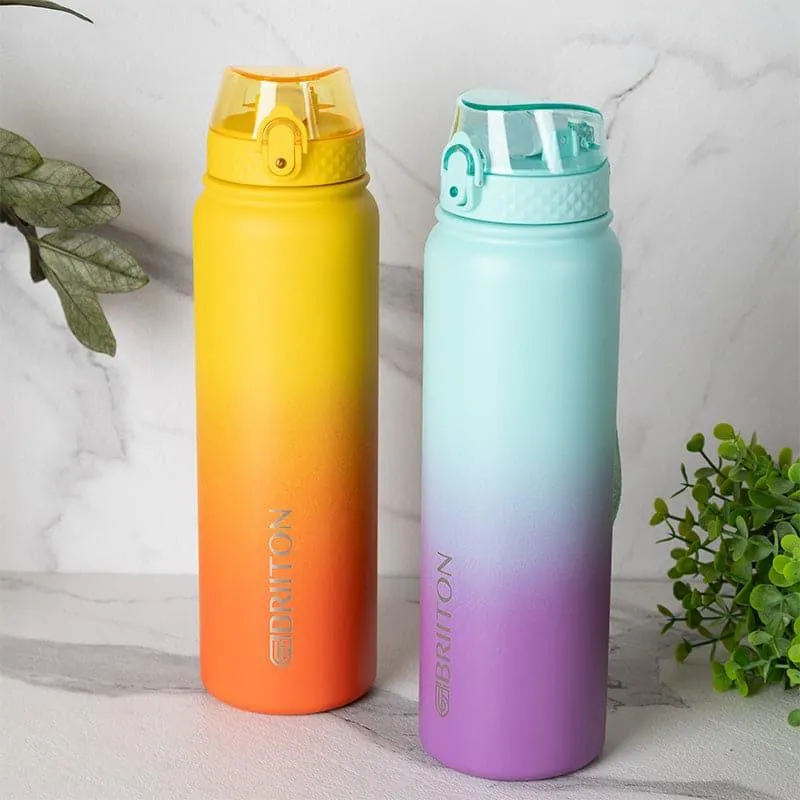 Hydrona Hot & Cold Thermos Water Bottle (Purple & Yellow, 1000 mL Each) - Set Of Two media 1