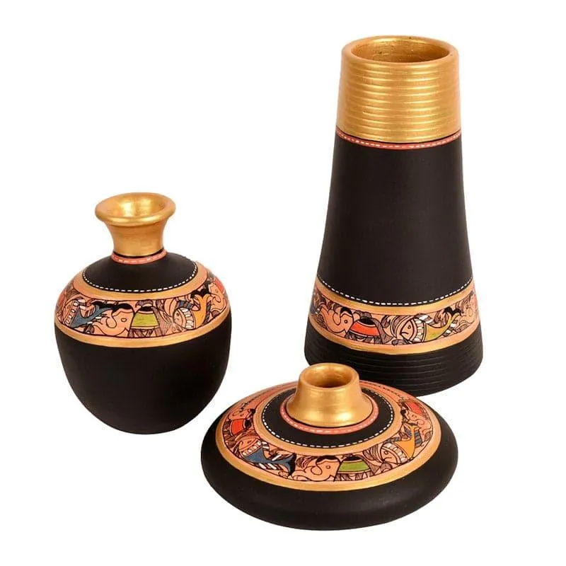 Coshima Tribal Terracotta Vase - Set Of Three media 4
