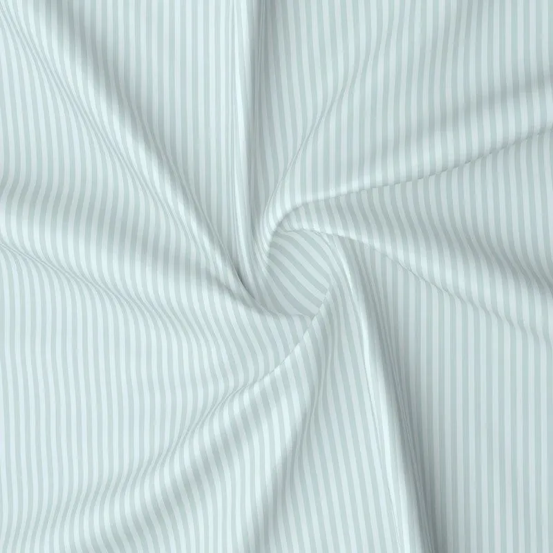 StripeScape Glace Cotton Fitted Bedsheet (Light Grey) - 130 GSM - 9