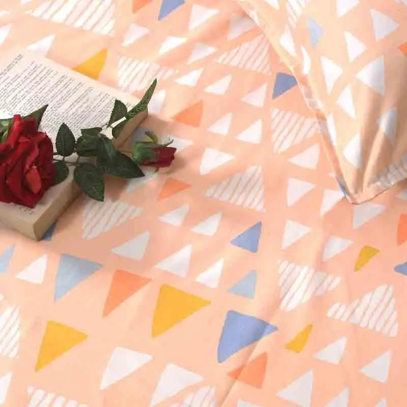 Peppy Triangles Bedsheet (Peach) - 130 GSM media 6