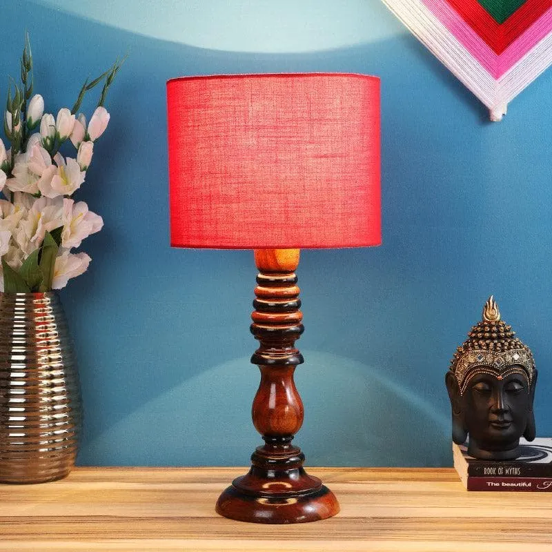 Rosa Rustic Fabric Table Lamp - Red,Brown media 1