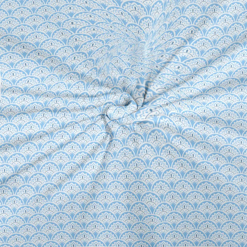 Close-up of Beige floral room darkening curtains with eyelet hanging