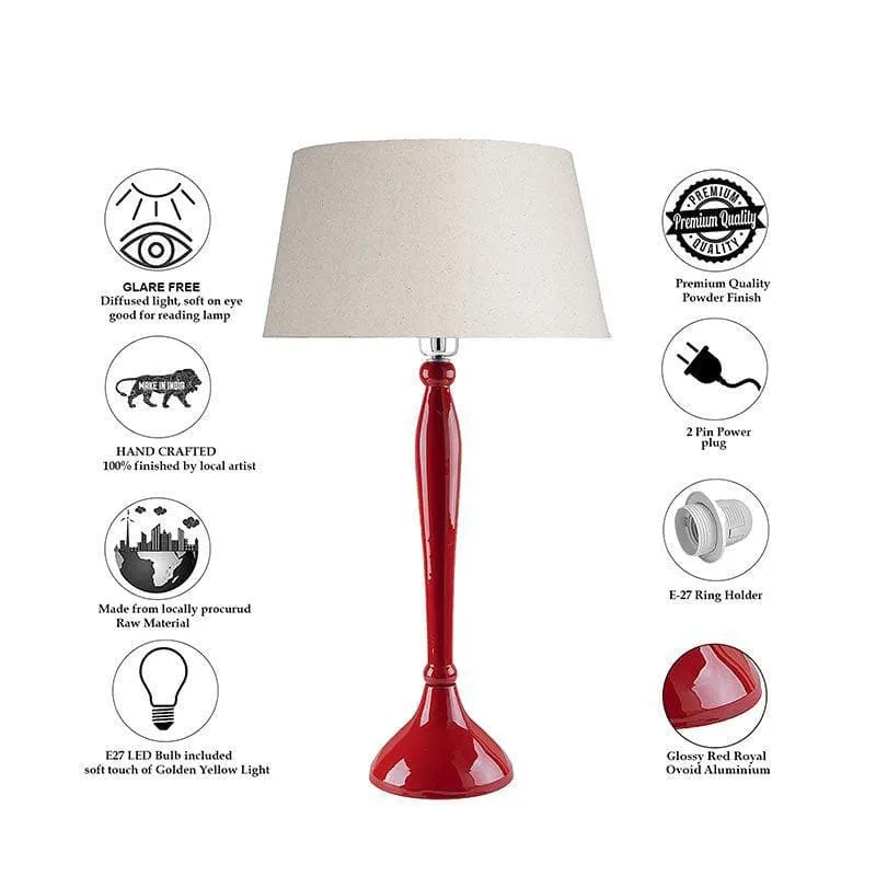 Royal Ovoid Table Lamp With Fabric Shade - Red,White media 6