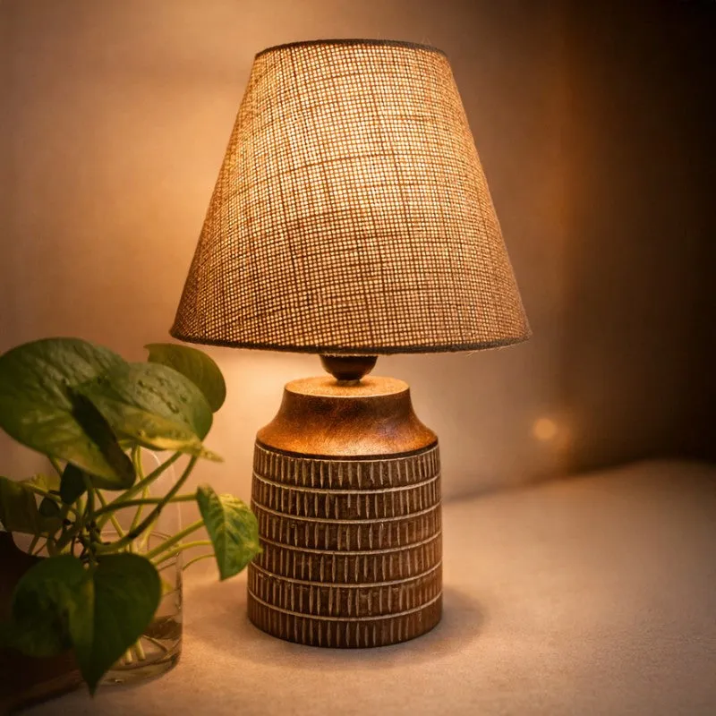 Ember Carve Wooden Table Lamp - Brown media 6