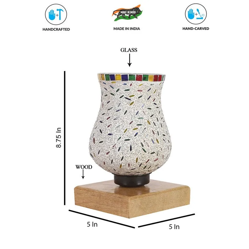Clairo Mosaic Glass Table Lamp With Wooden Base - Multicolor media 9