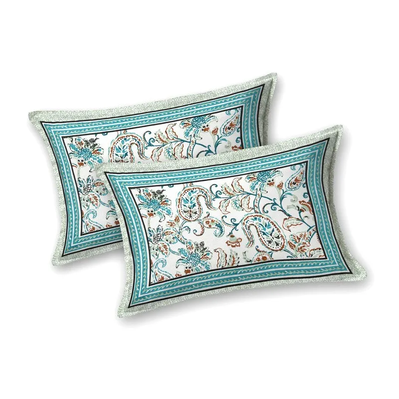 Desily Cotton Bedsheet (White,Blue) - 240 TC media 4