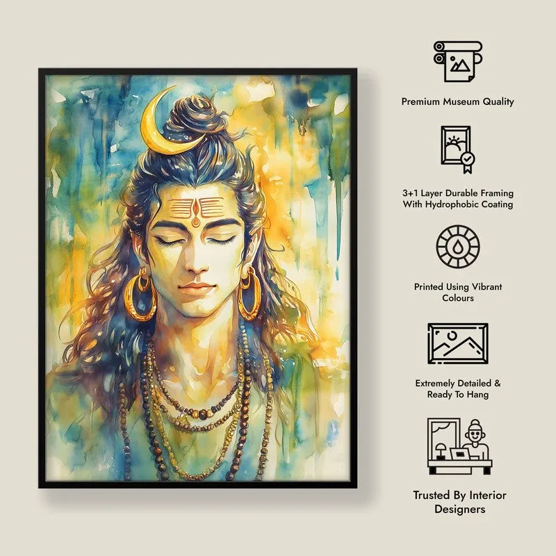 Shaktimayi Durga Spiritual Archival Paper Wall Painting With Frame - Black media 8