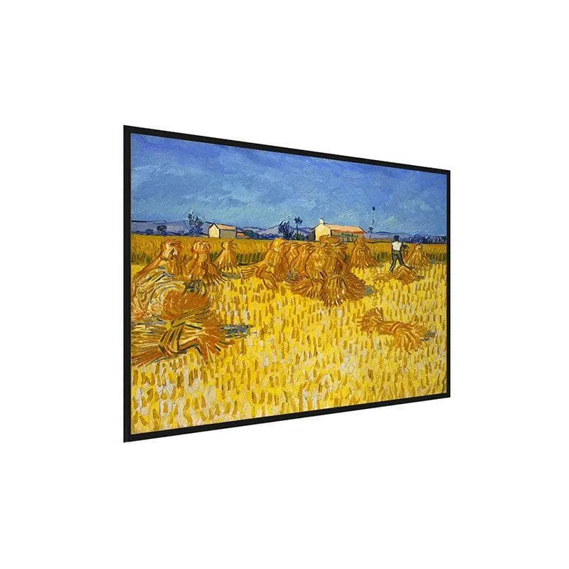Corn Harvest In Provence Canvas Wall Painting - Black Frame media 3