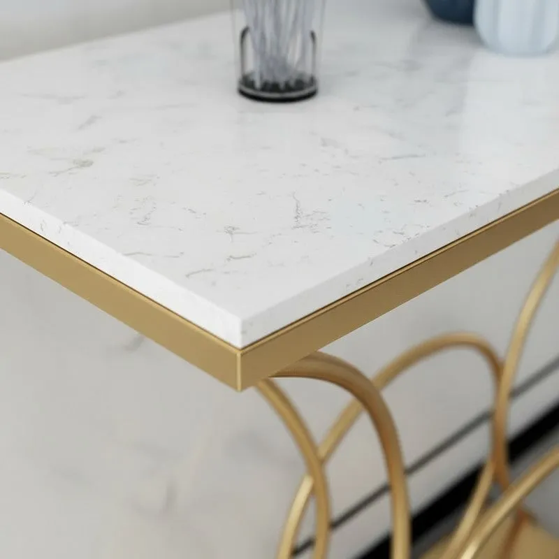 Artistic Curved Metal Console Table wwith Marble Top - Medium media 3