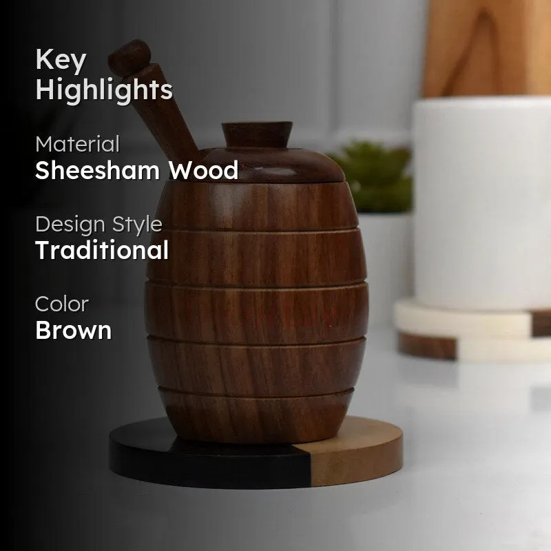 Nectar Nest Sheesham Wood Honey Jar media 2