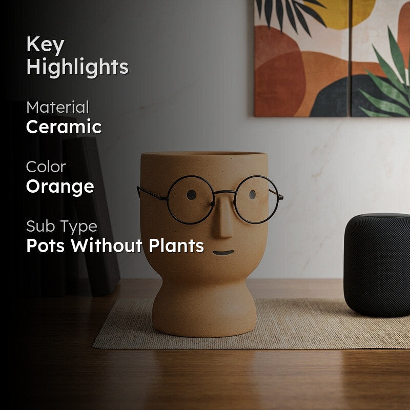 Cheeky Bloom Ceramic Planter - Orange media 2