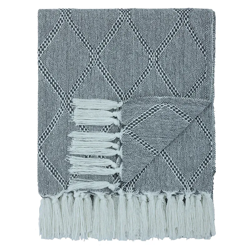 Aidra Geometric Cotton Throw - Grey media 5