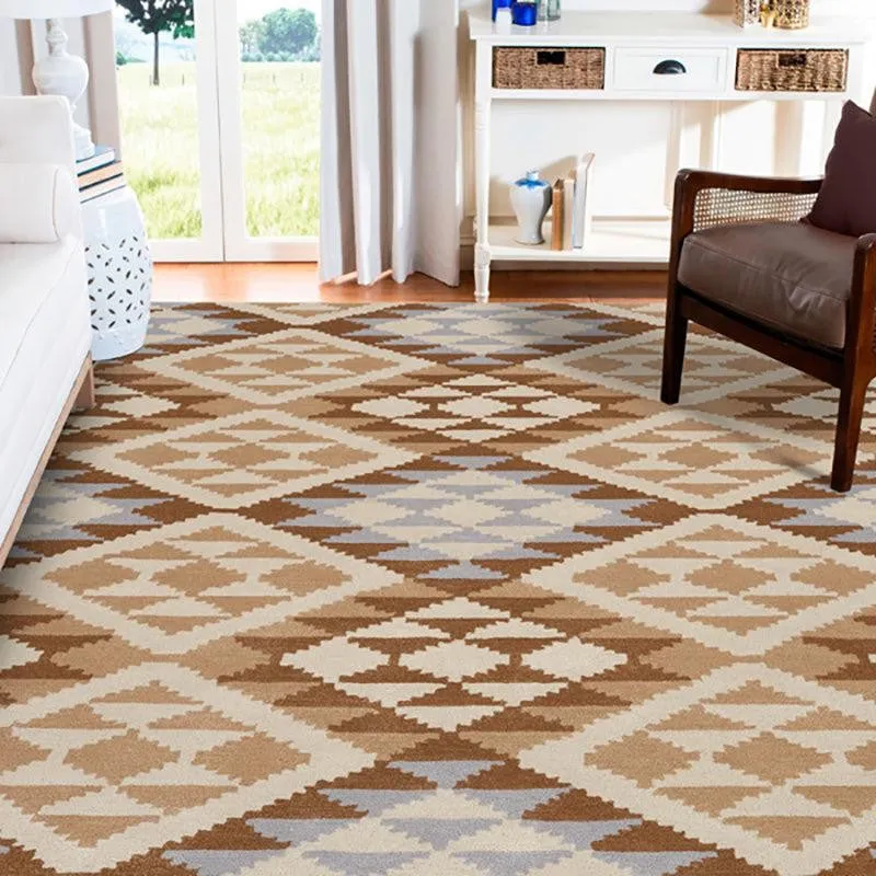 Belladonna Hand Tufted Geometric Wool & Nylon Carpet - Brown & Blue media 3