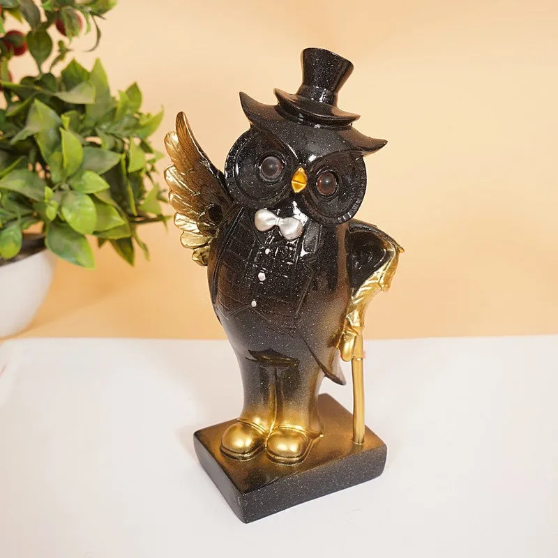 Charming Black Owl with Tray Decor media 3