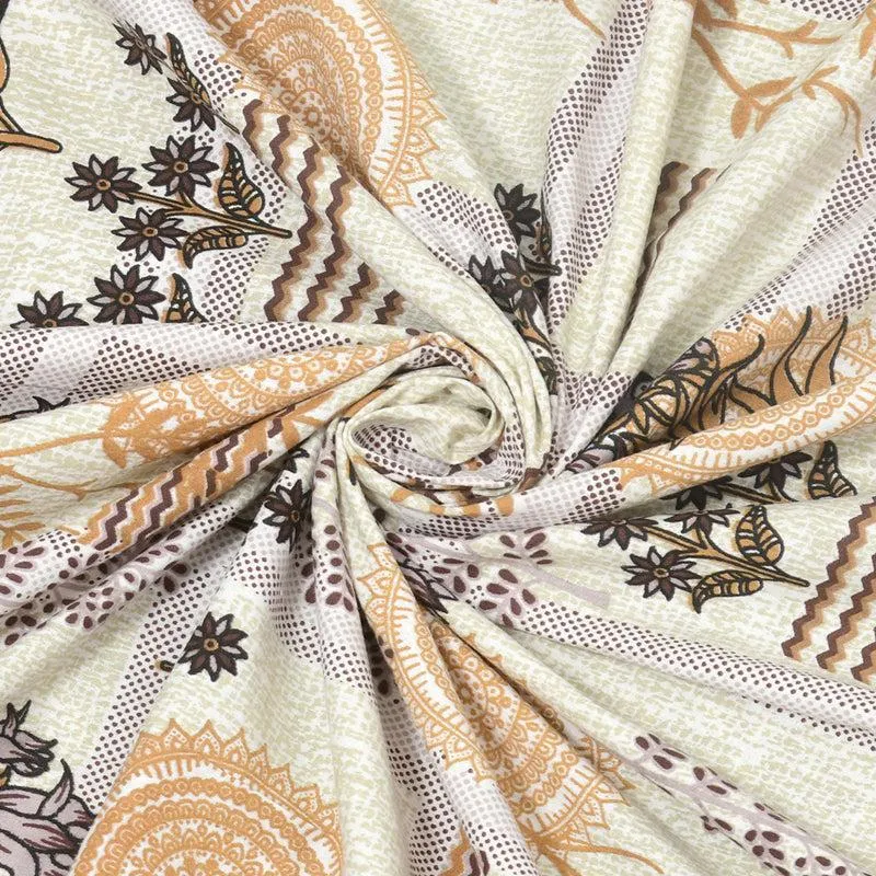 Jardin Joy Floral Cotton Bedsheet (Brown) - 140 TC media 4
