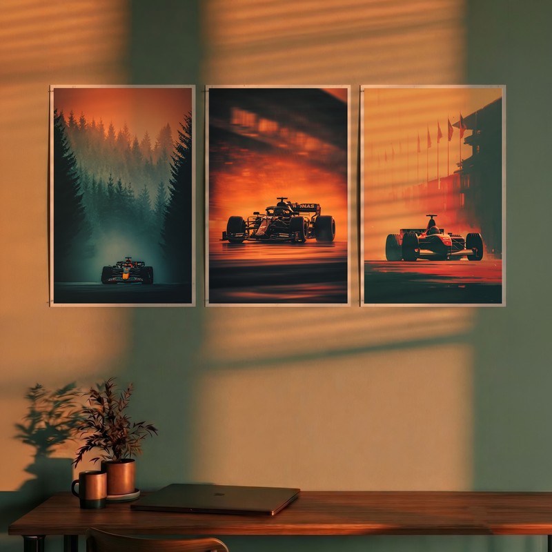 Electric Raceway Cars Polymer Wall Poster