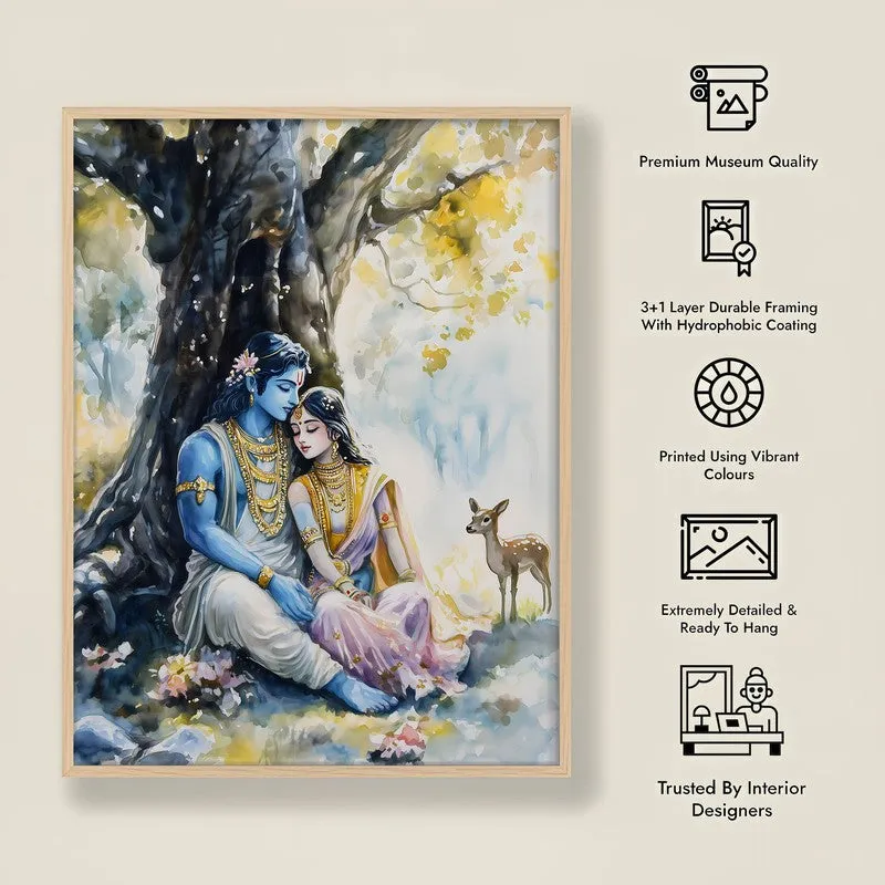 Janaki Rama Spiritual Archival Paper Wall Painting - Natural Brown Frame media 8