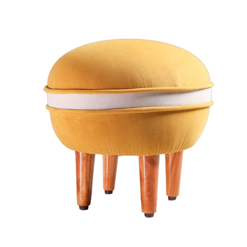 Contemporary Velvet Footrest Ottoman  Yellow media 3