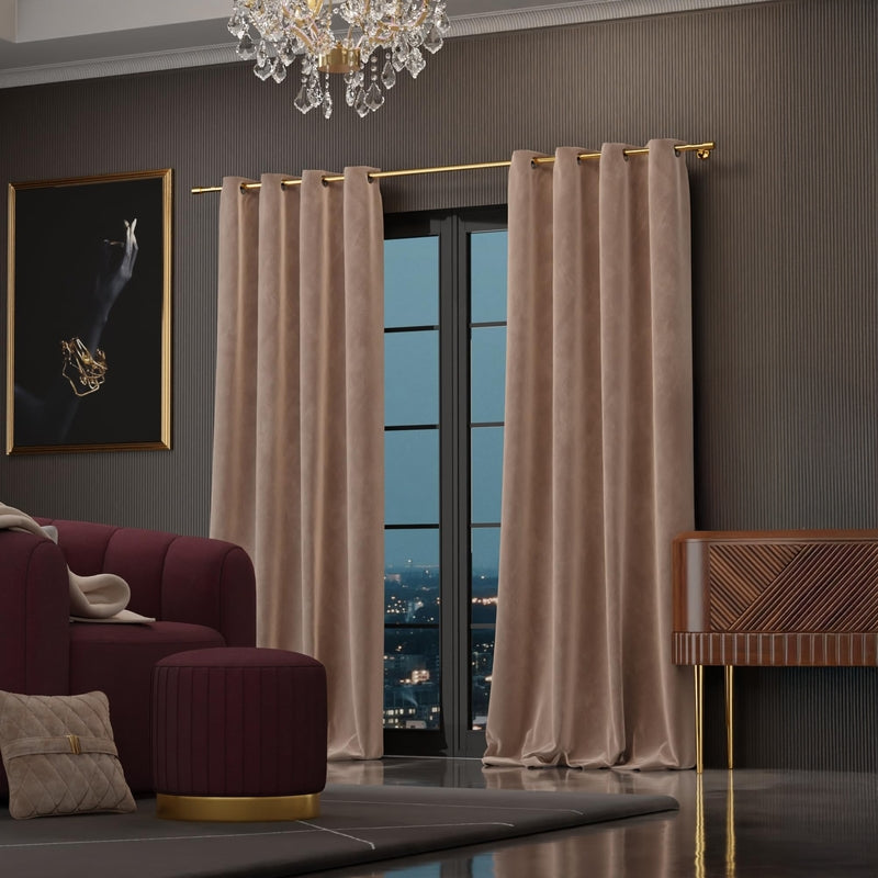 Parisian Blush Satin Curtain - Set of Two