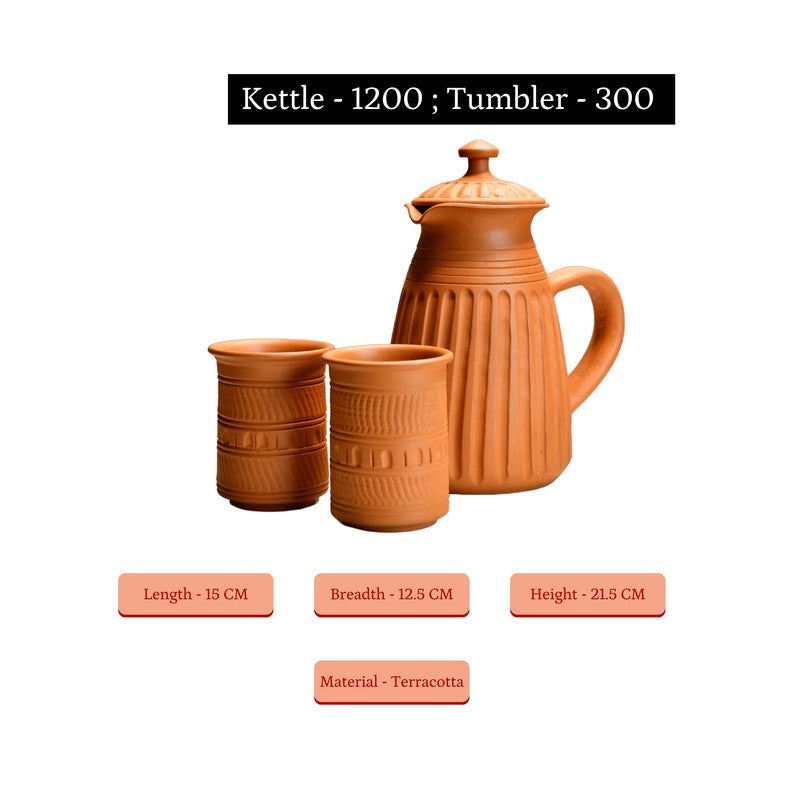 Charming Terracotta Jug with Glasses - Three Piece Set media 9