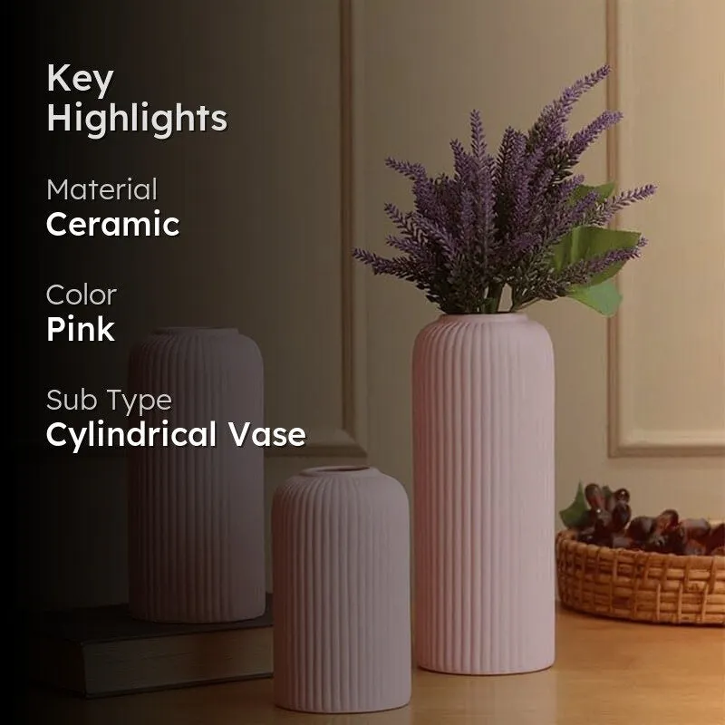 Pasha Ceramic Vase (Pink) - Set Of Three media 2