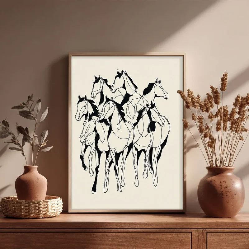 Horse in Harmony Wall Painting With Brown Frame media 5