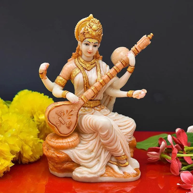 Divine Maa Saraswati Marble Idol media 1