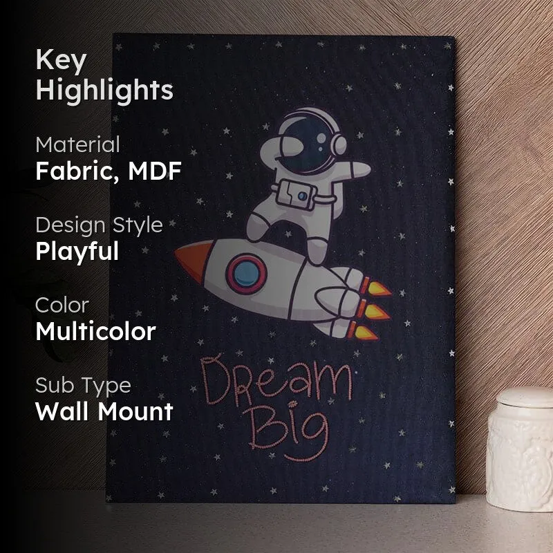 Big Dream MDF & Fabric Wall Accent - Space Mission Collection media 2