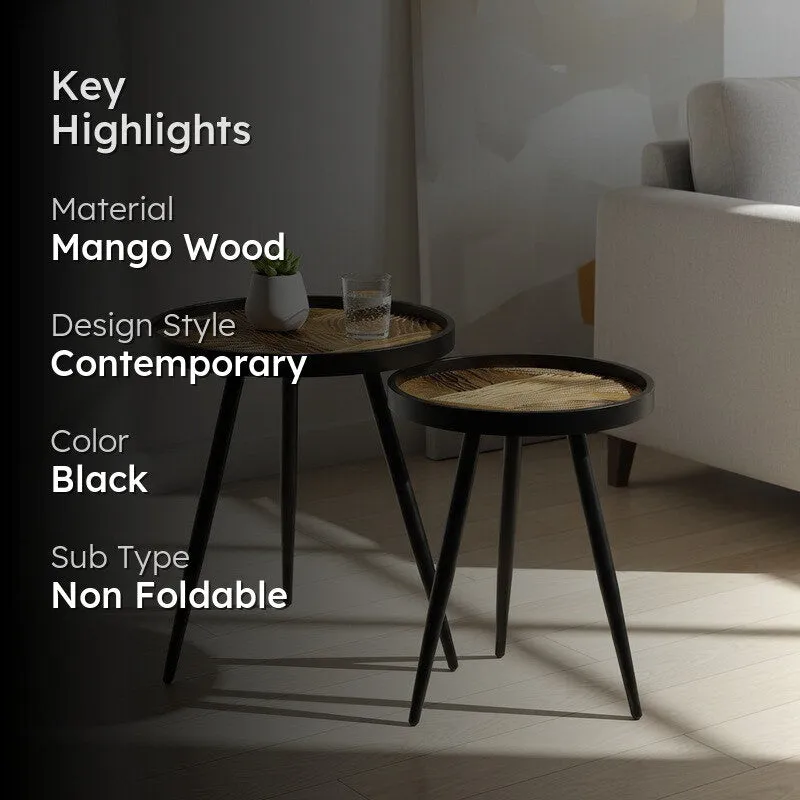PureOak Mango Wood Side & Bedside Tables - Set of Two media 2