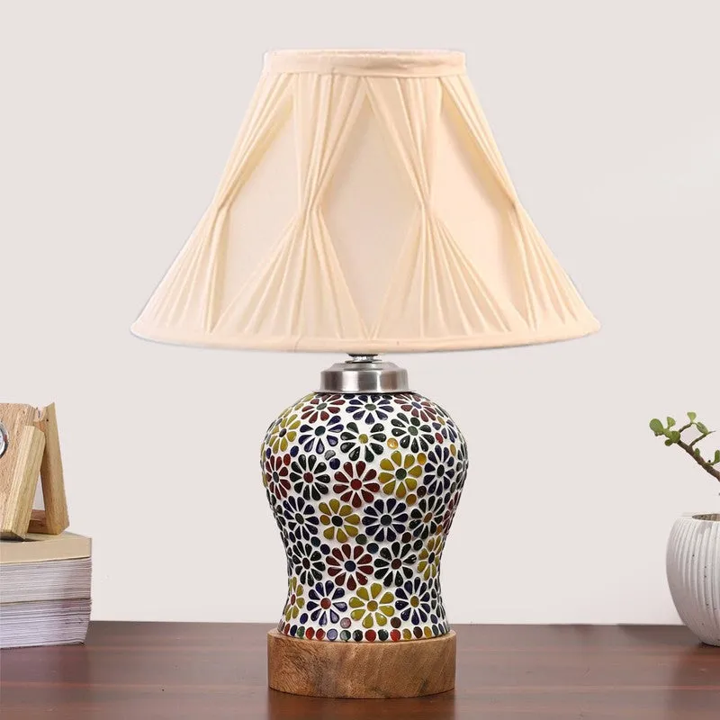 Aurelia Smocked Wooden Table Lamp - Multicolor media 4