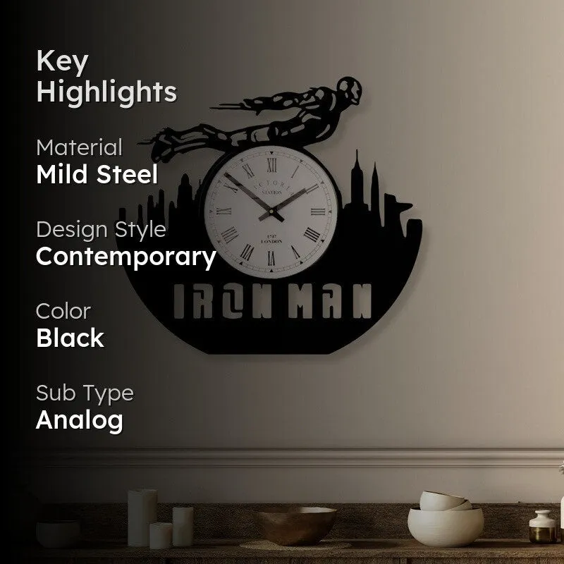 Skyguard Steel Analog Wall Clock - Black media 2