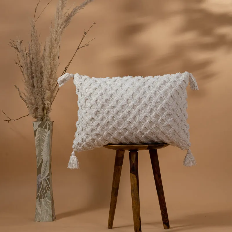 Nomad Notch Tufted Cushion Cover - White media 1