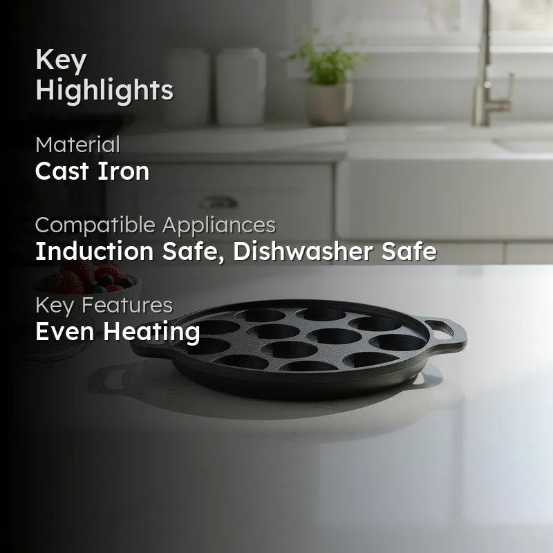 Appetta Cast Iron Paniyaram Pan - 25 CM media 2