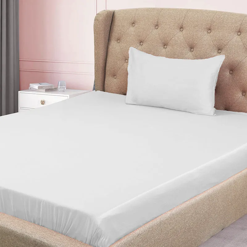 Subtle Grace Solid Cotton Bedsheet (White) - 130 TC media 1