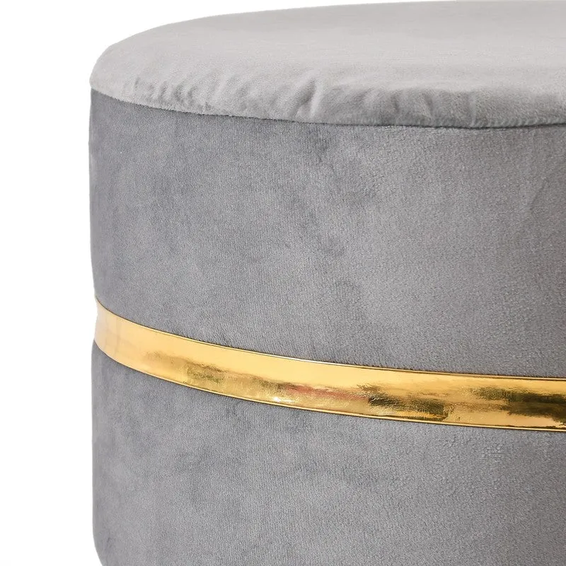 Classic Solid Velvet Ottoman - Grey media 4
