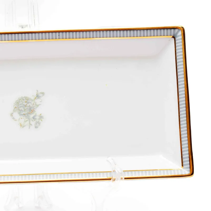 Gilded Iris Porcelain Platter - Grey media 3