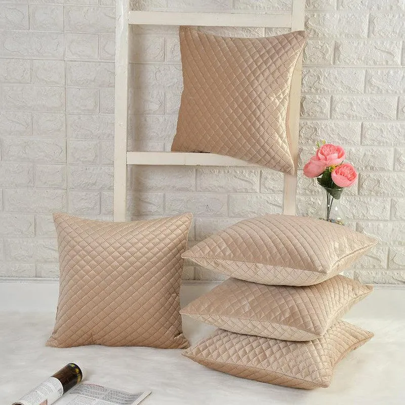 Orson Quilted Velvet Cushion Cover (Beige) - Set Of Five media 2