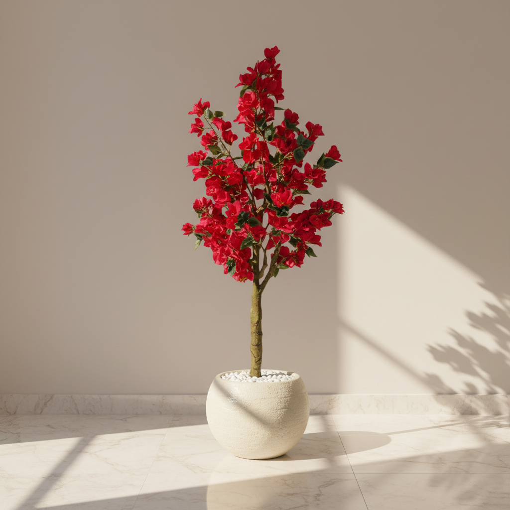 4.3 ft Modern Tropics Artificial Plant With Black Fiber Pot - 4.43 Feet