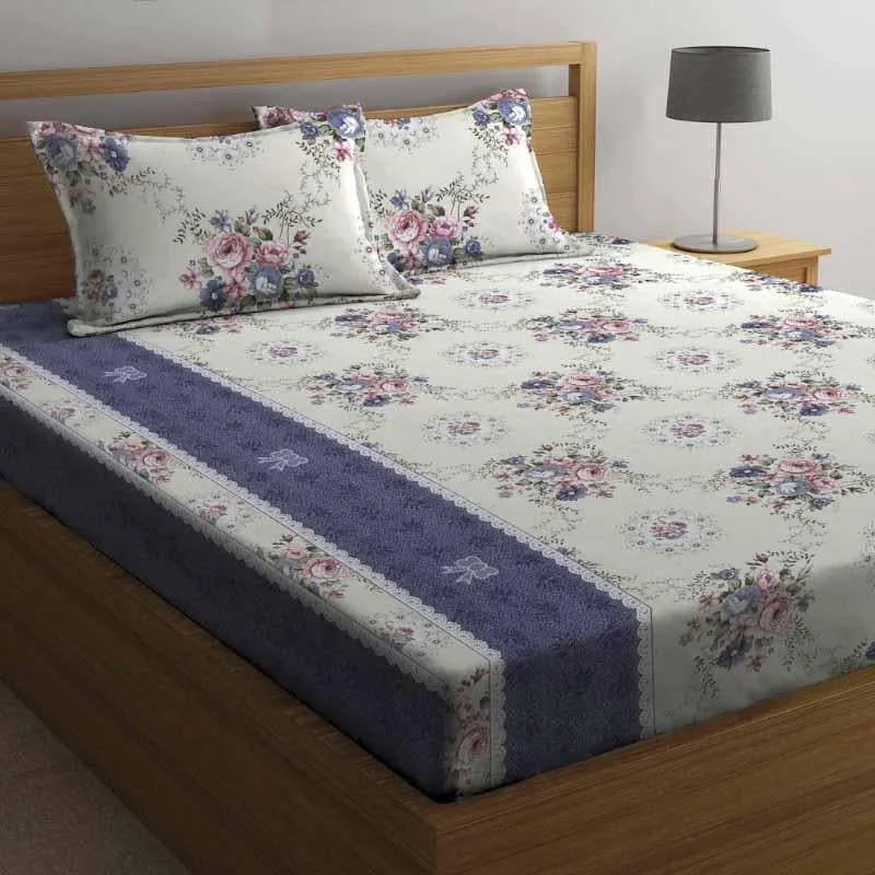 Retro Painted Floral Bedsheet - 150 GSM media 1