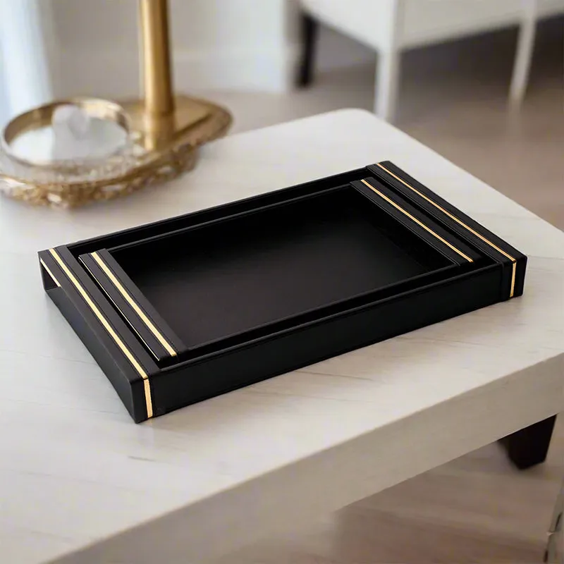 Ceastra Faux Leather Serving Tray - Black media 1