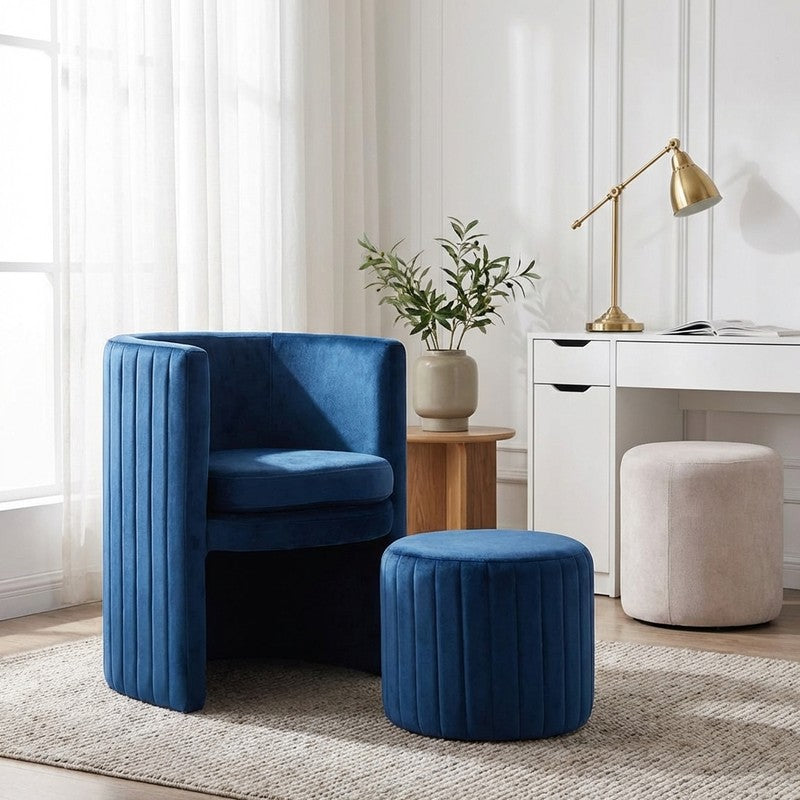 Arvel Neem Wood Accent Chair (Blue) - Two Piece Set