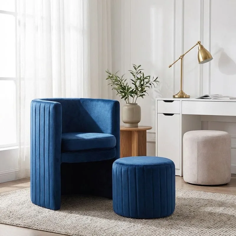 Arvel Neem Wood Accent Chair (Blue) - Two Piece Set media 1